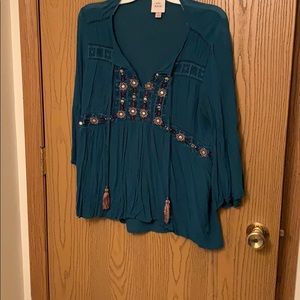 Blue flowy shirt